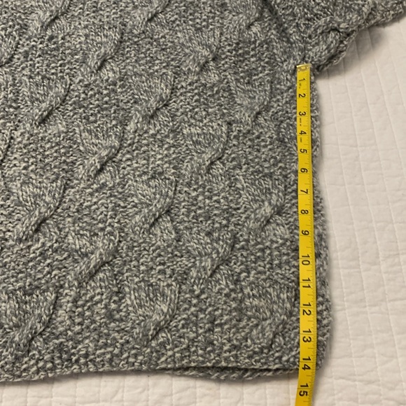 HANDKNIT wool fisherman cable knit sweater crew neck long sleeves grey size XL - Picture 6 of 9